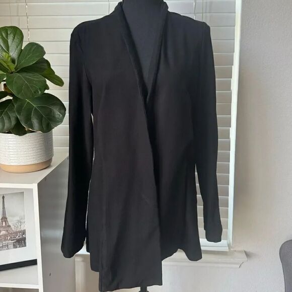 Eileen Fisher Open Front Jacket Blazer Black Size M Viscose Nylon Spandex Casual - Picture 1 of 6